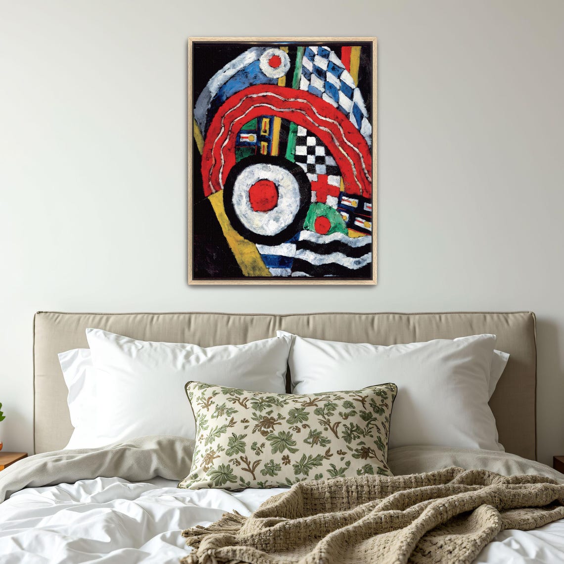 Bold Red Arch Abstract Geometric Painting with Circles Poster - Image 4