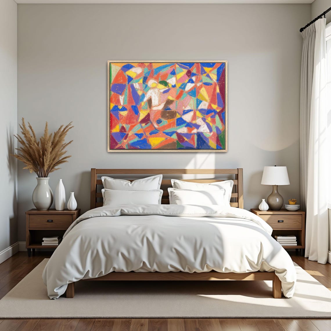 Framed Wall Art Of Abstract Geometric Art With Colorful Shapes Geometric Wall Art Blue And Red Bedroom Art Print Geometric Art - Image 4