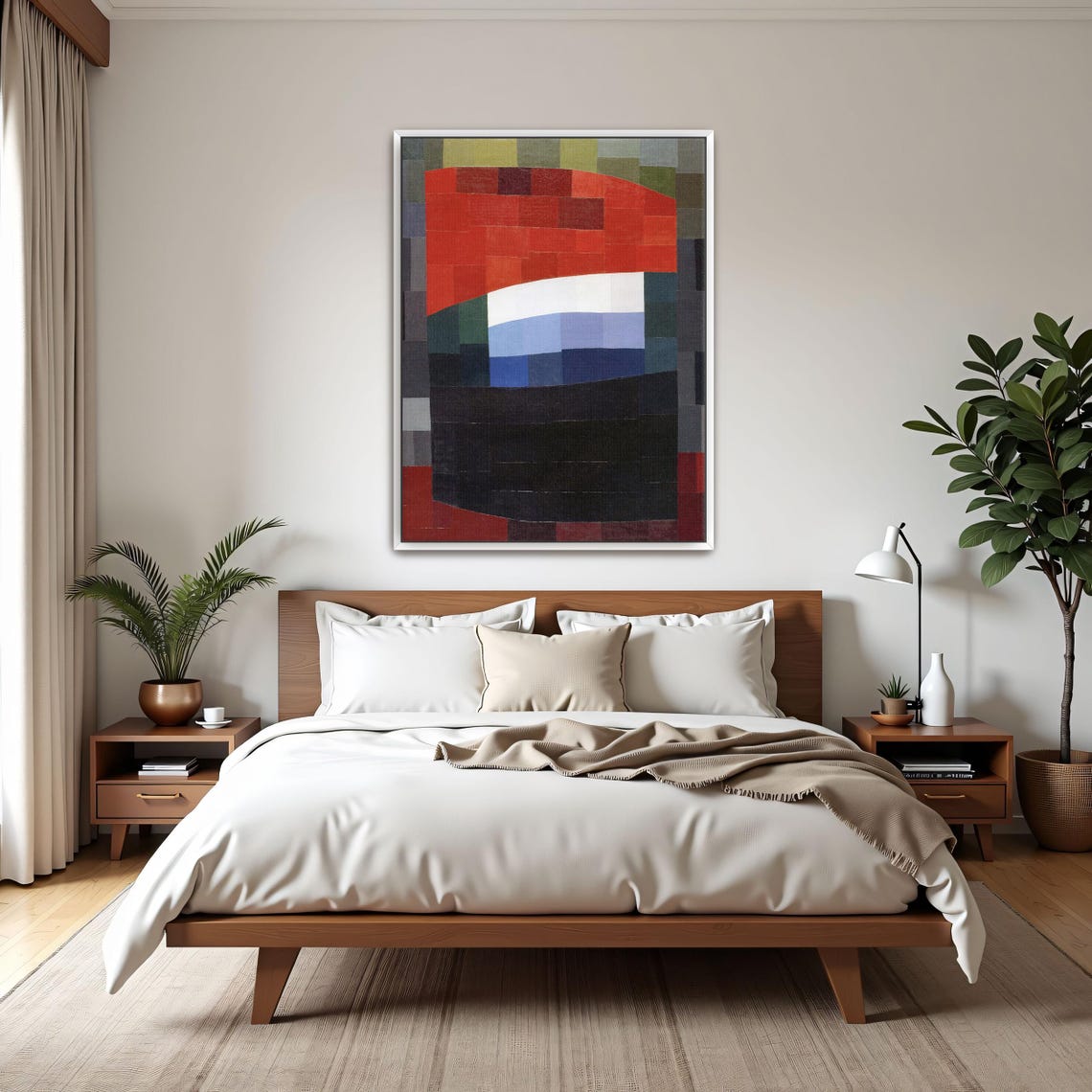 Framed Print Of Abstract Geometric Art With Red White And Blue Geometric Wall Art Red And White Entryway Decor Geometric Art - Image 3