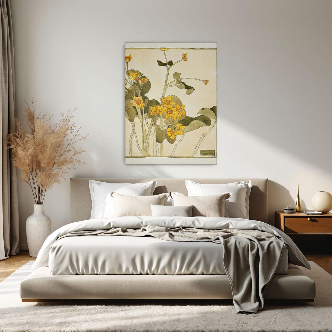 Golden Marsh Marigold Botanical Art Nouveau Style Flower Poster - Image 2