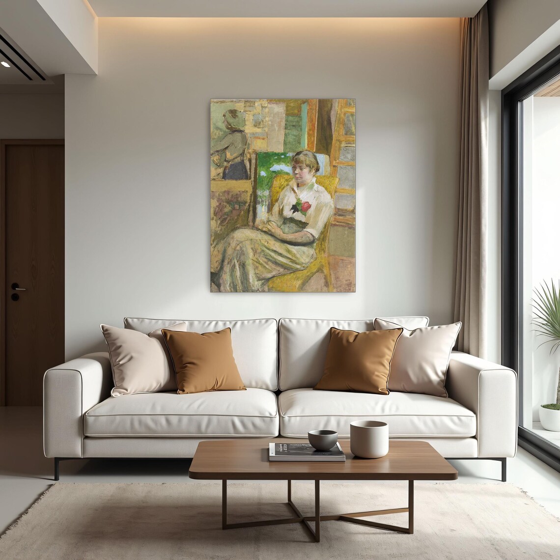 Woman in a Chair with a Rose Relaxed Interior Portrait Poster - Image 2