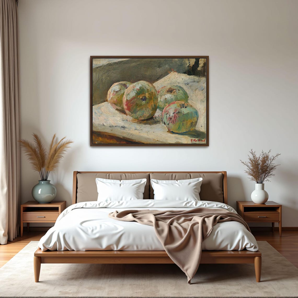 Four Green Apples Rustic Impressionist Still Life Painting Poster - Image 6