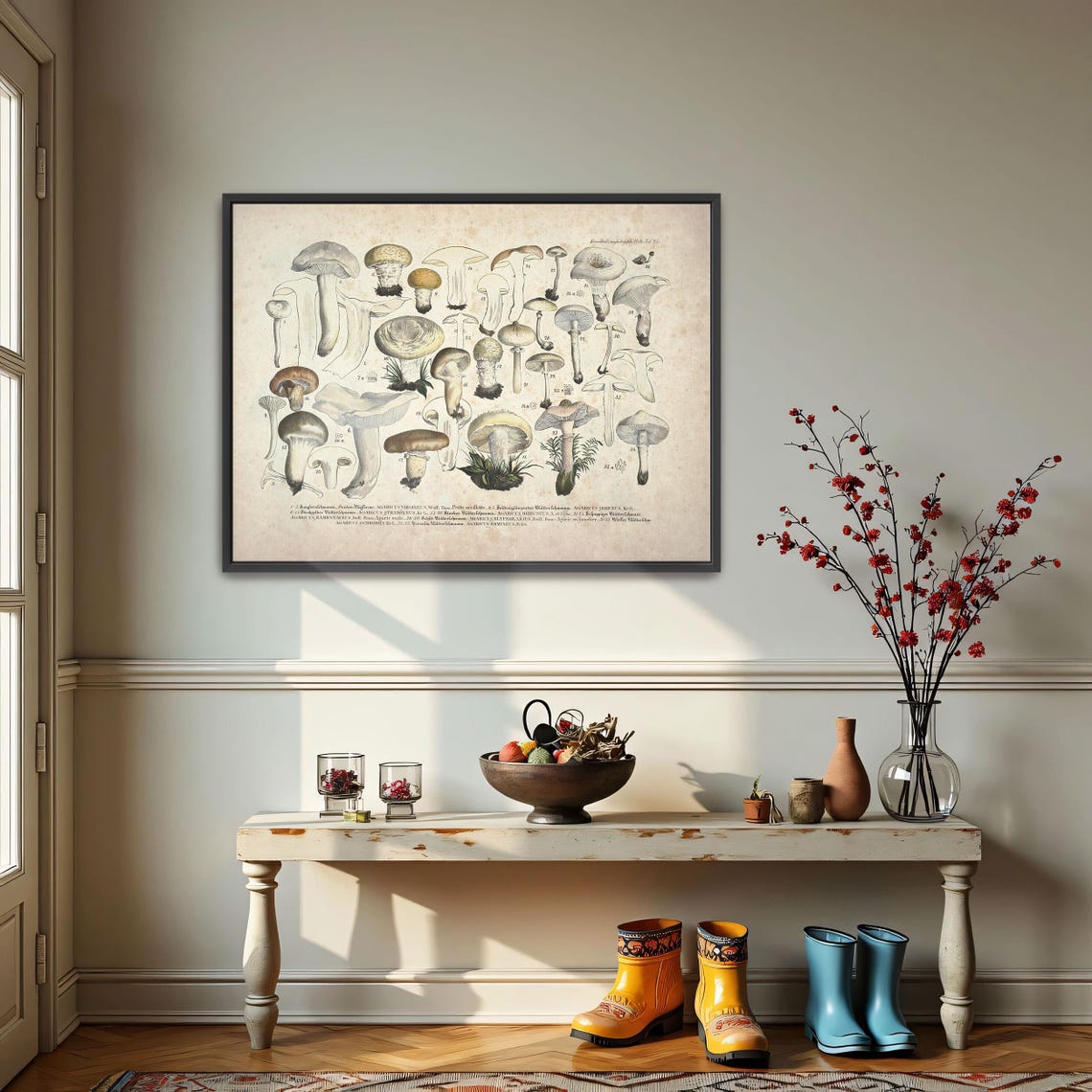 Vintage Mushroom Identification Chart Botanical Illustration Poster - Image 4