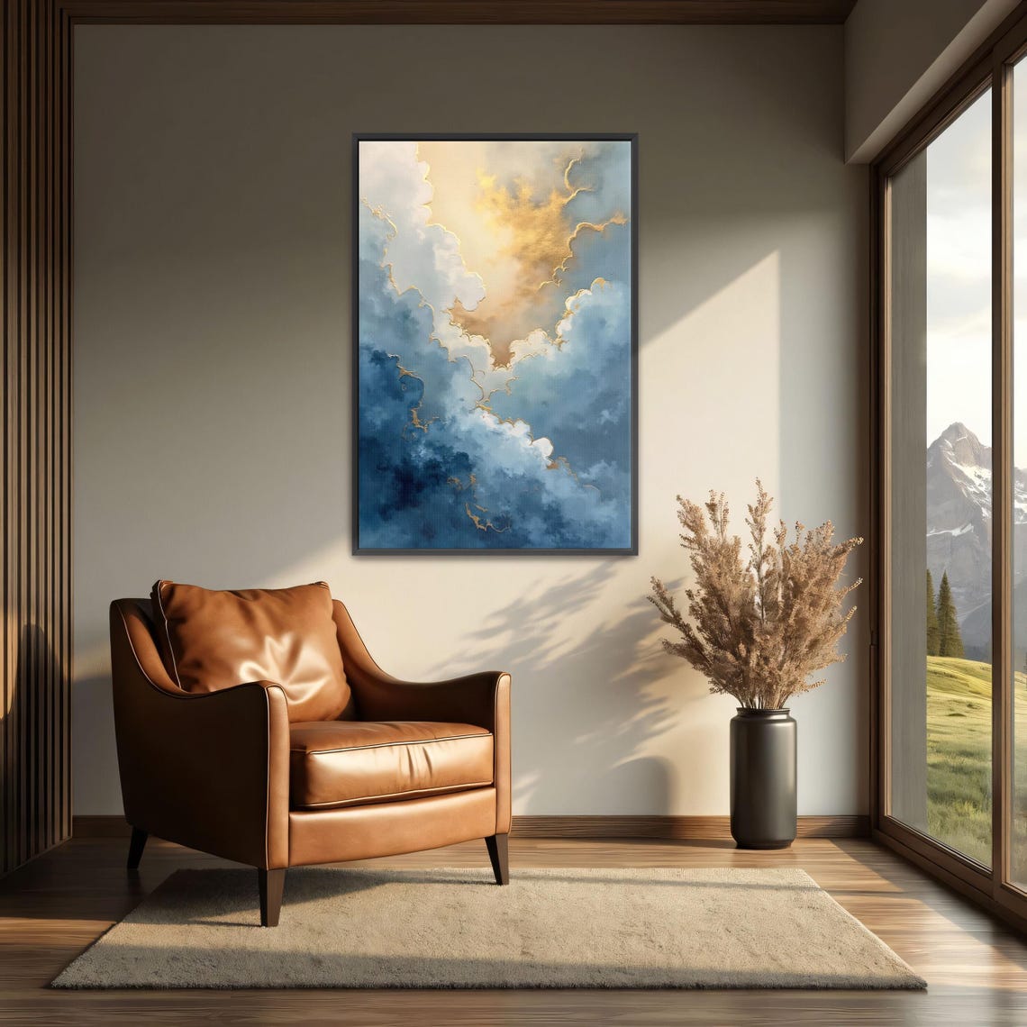 Golden Cloudscape Abstract Sunlit Dramatic Sky Painting Poster - Image 3
