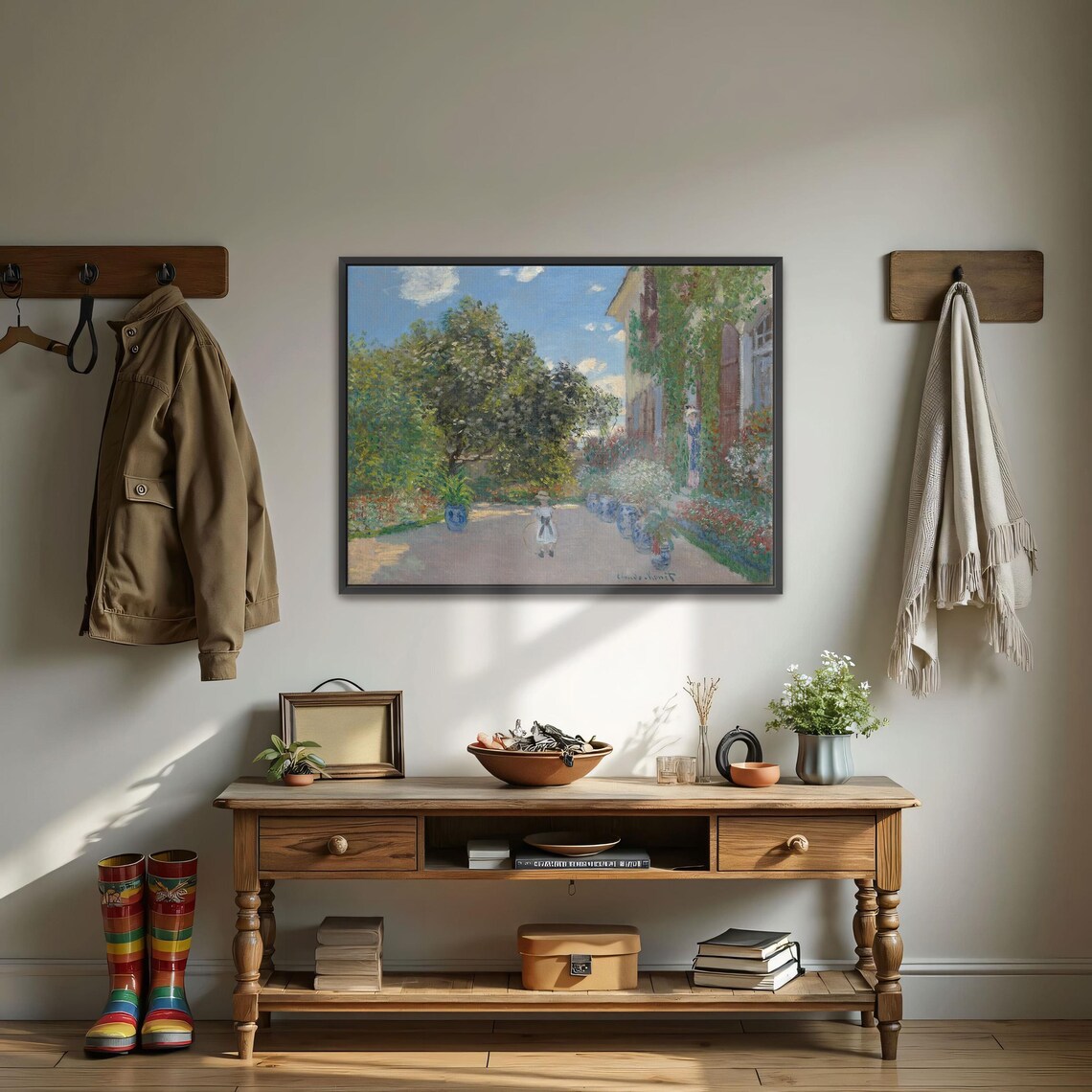 Claude Monet Young Girl With Hoop In A Flower Garden Scene Poster - Image 3
