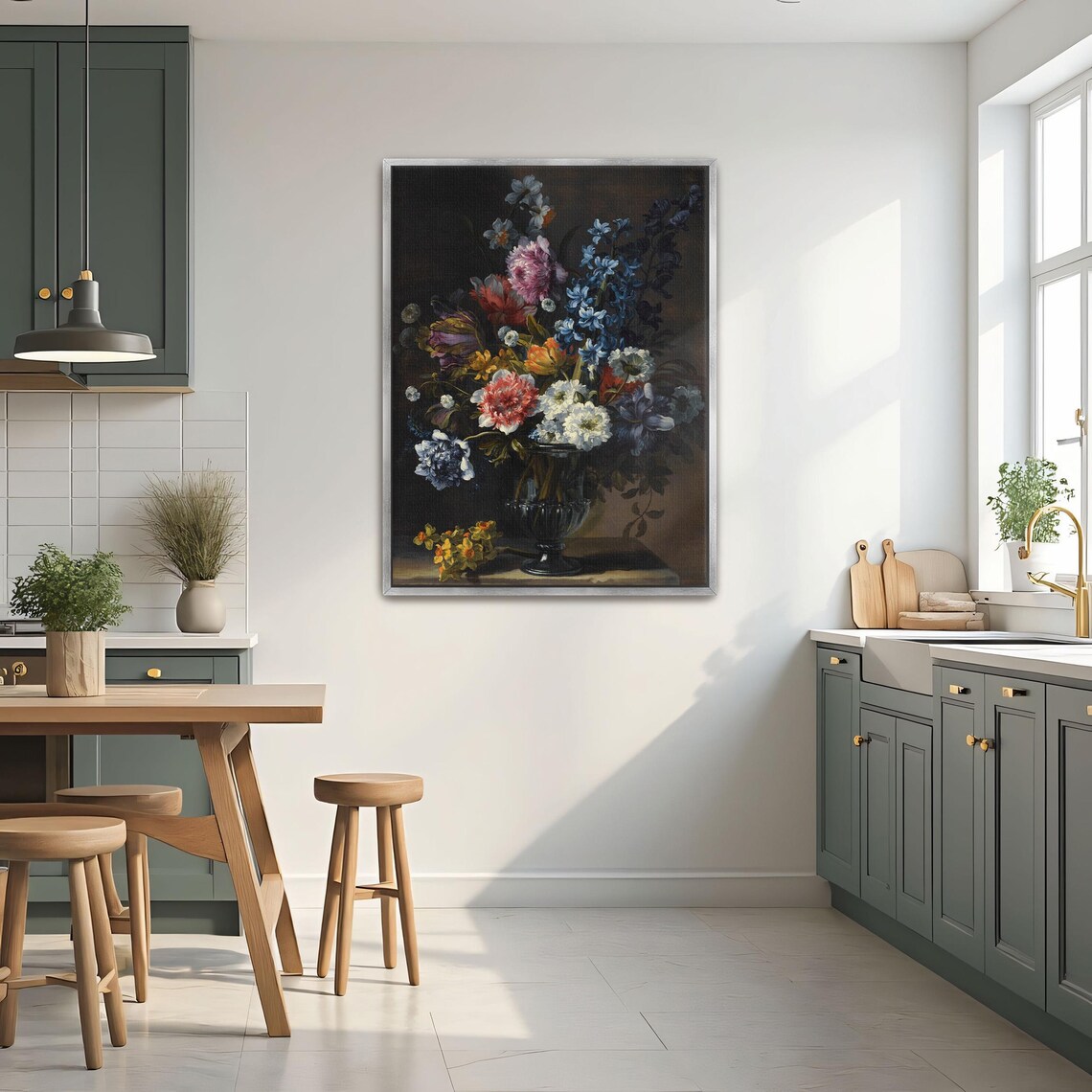 Dutch Style Floral Bouquet Dark Still Life Vintage Fine Art Print - Image 2