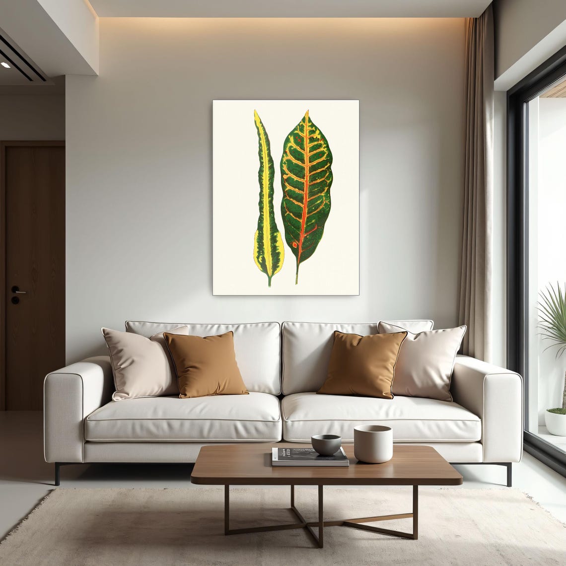 Two Croton Leaves Vintage Botanical Foliage Study Chart Poster - Image 2