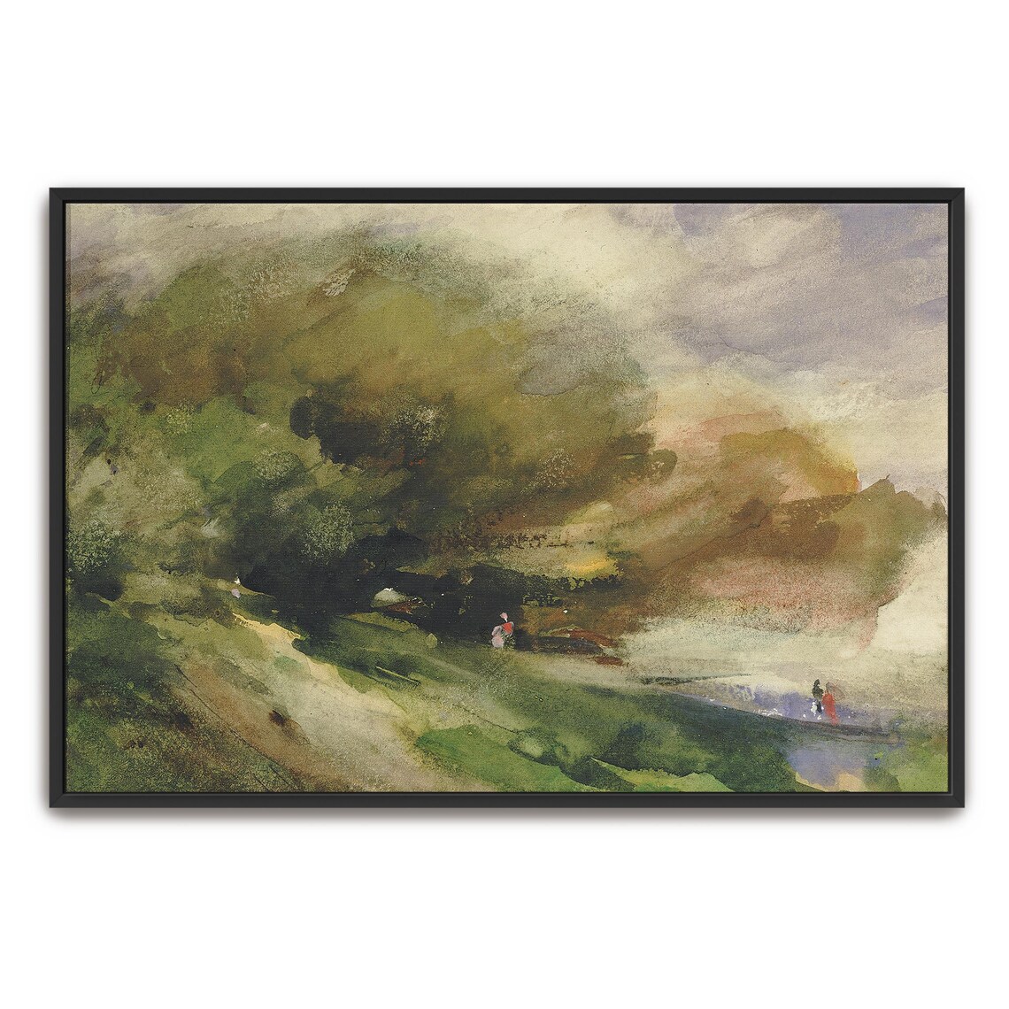 Large Framed Print Of A Shaded Path Through A Green Forest Landscape Fine Art Print Green And Brown Entryway Artwork