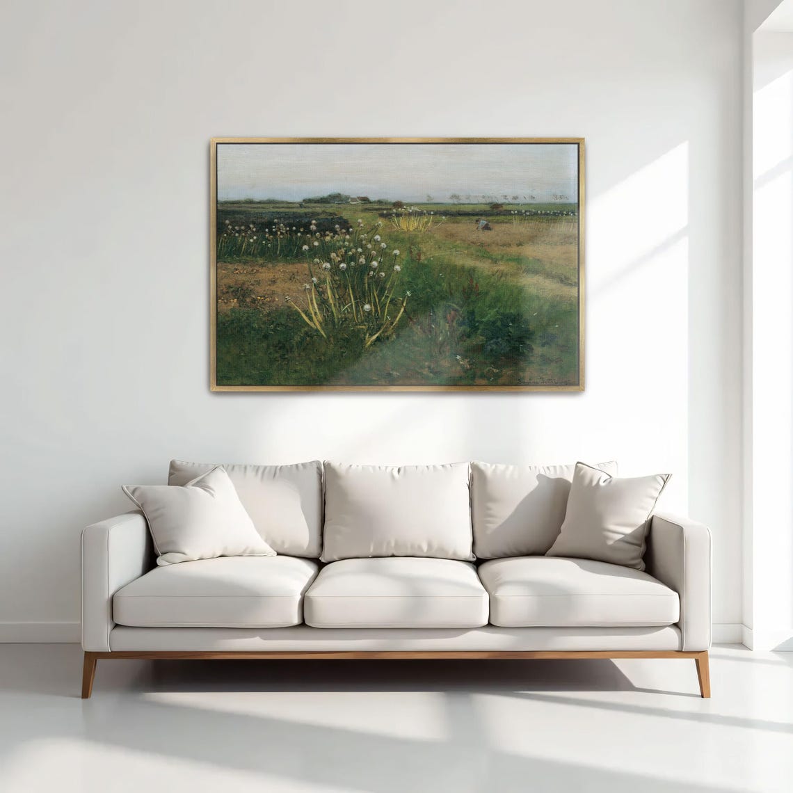 Field of White Flowers With Lone Figure Rustic Landscape Poster - Image 2