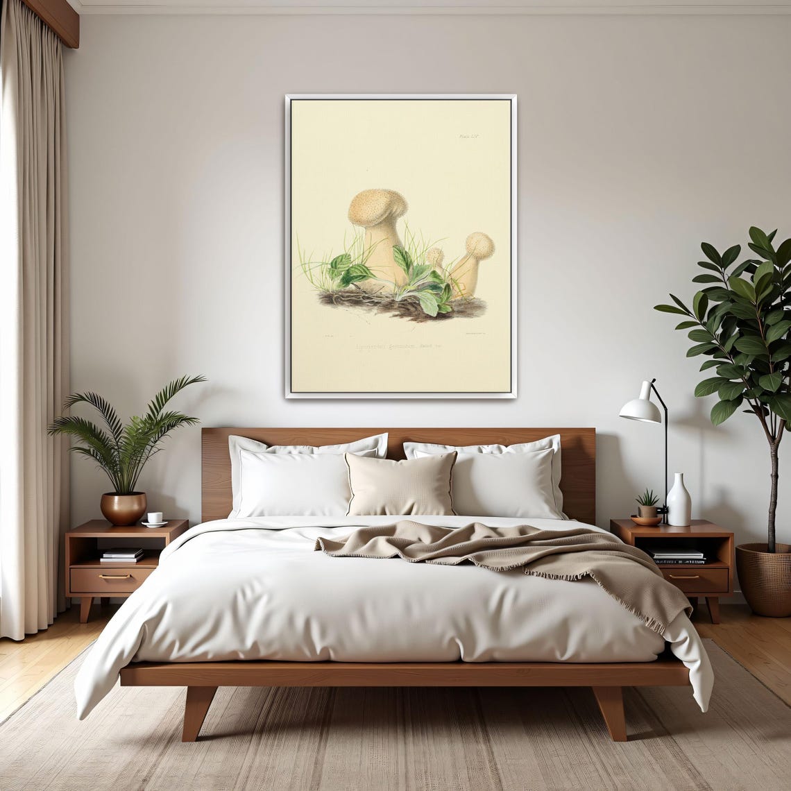 Vintage Mushroom Botanical Illustration Two Cream Caps Art Poster - Image 3