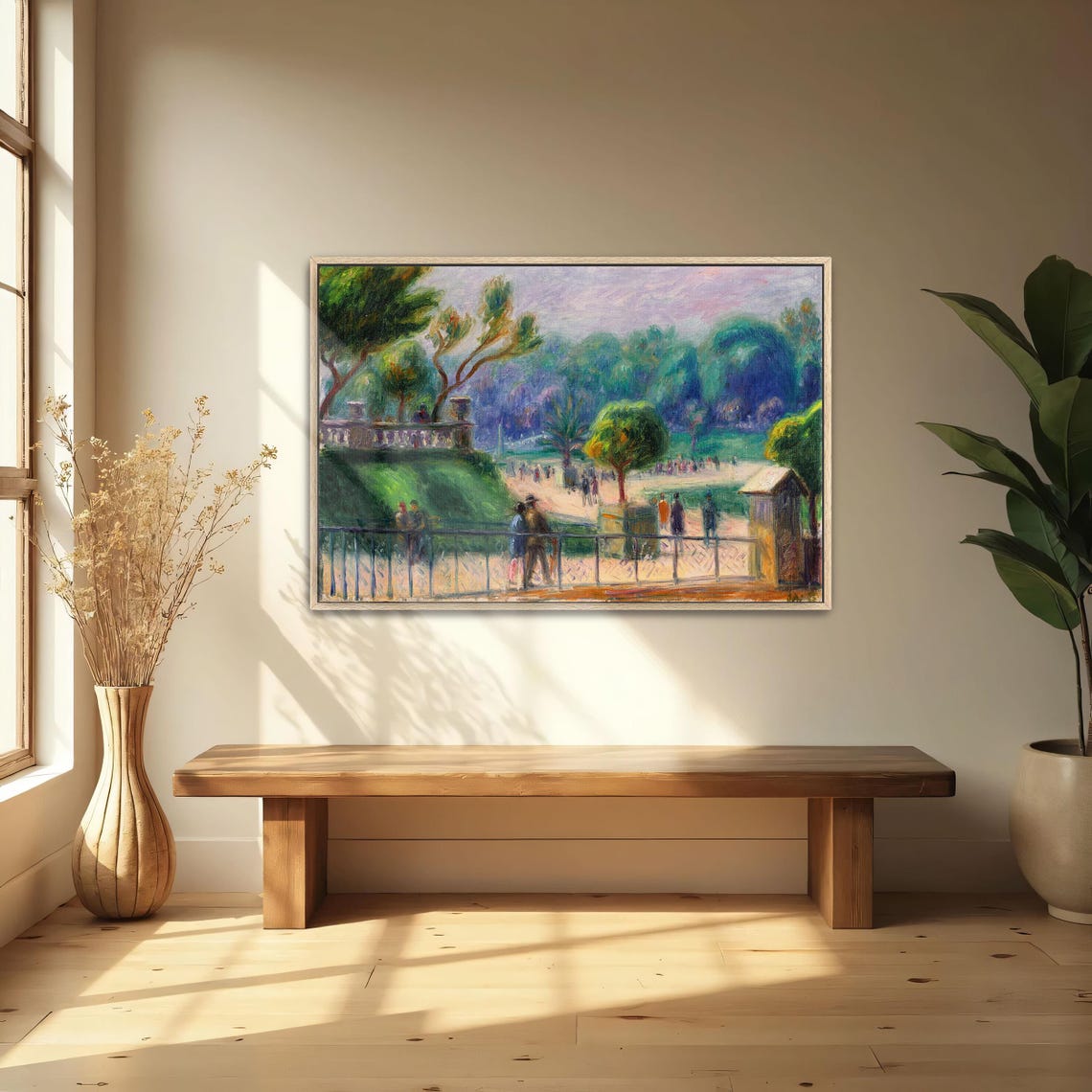 Impressionist Park Scene with Strollers among Green Trees Poster - Image 4