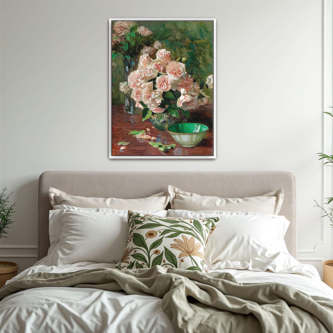 Blush Roses in Glass Vases on a Table Floral Still Life Poster - Image 3