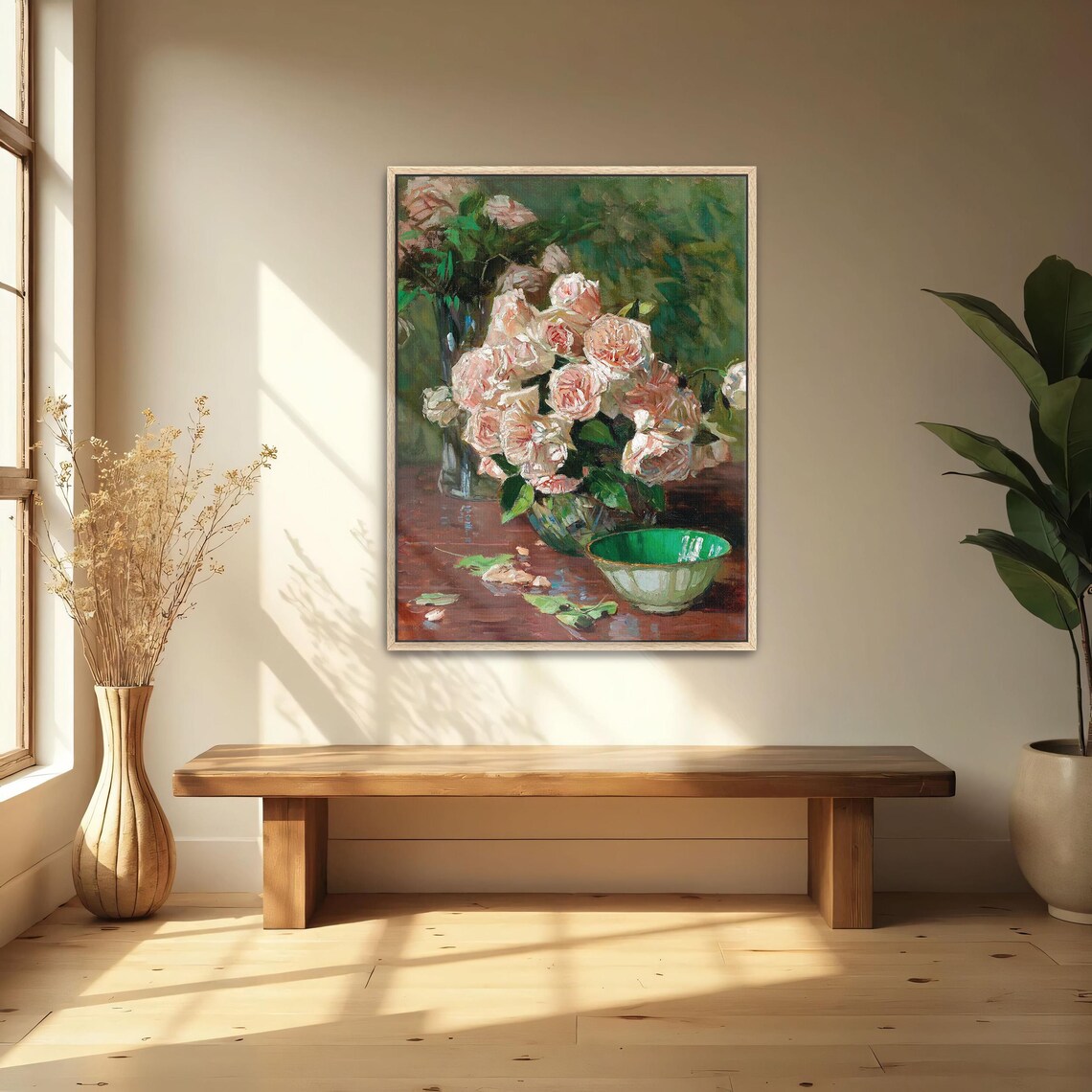 Blush Roses in Glass Vases on a Table Floral Still Life Poster - Image 5