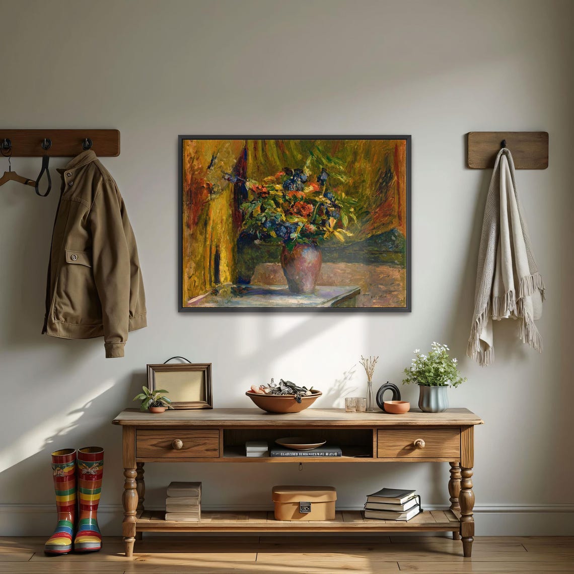 Impressionist Still Life Of Colorful Flowers In A Dark Vase Poster - Image 3