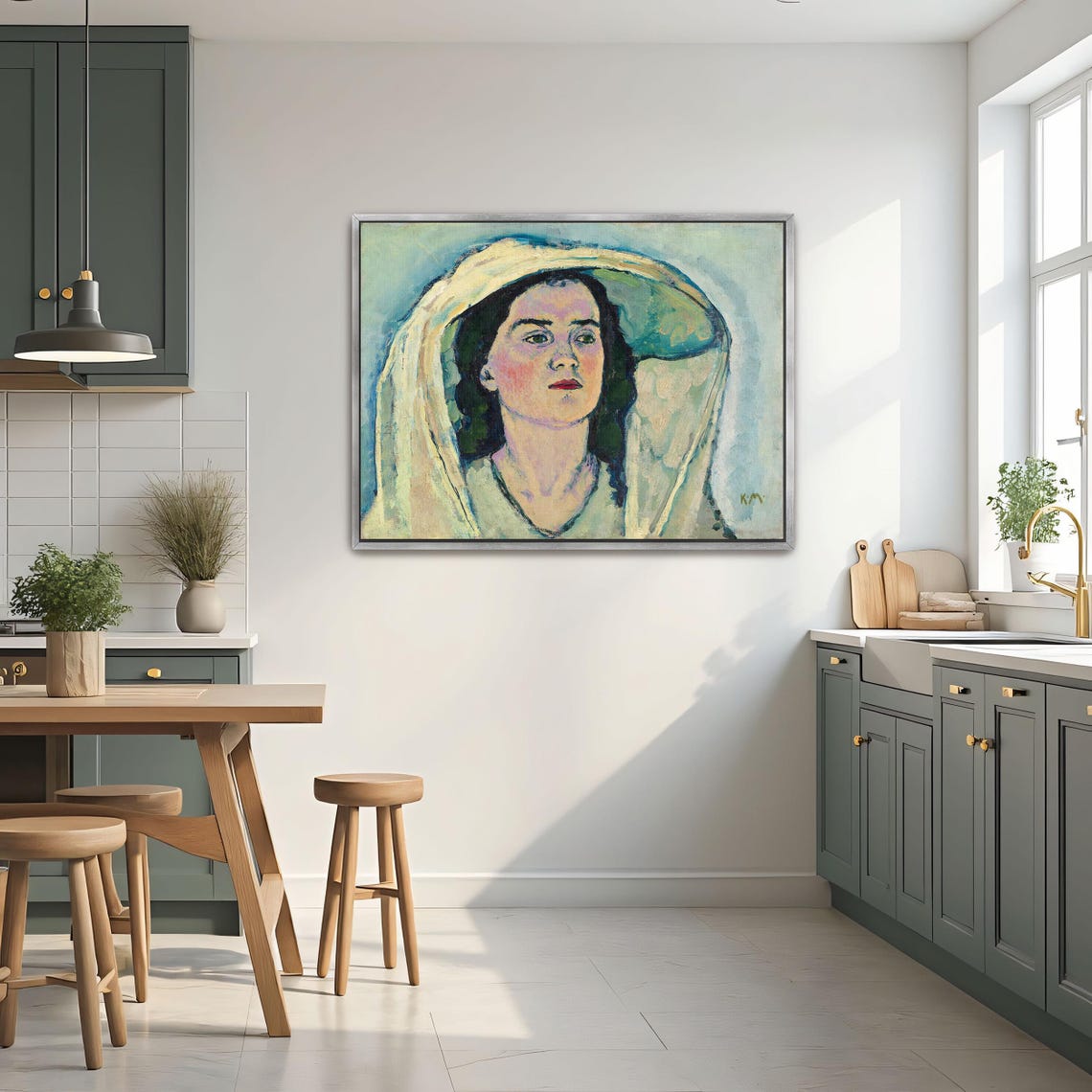Woman in a Large White Hat Expressionist Portrait Oil Painting Poster - Image 3