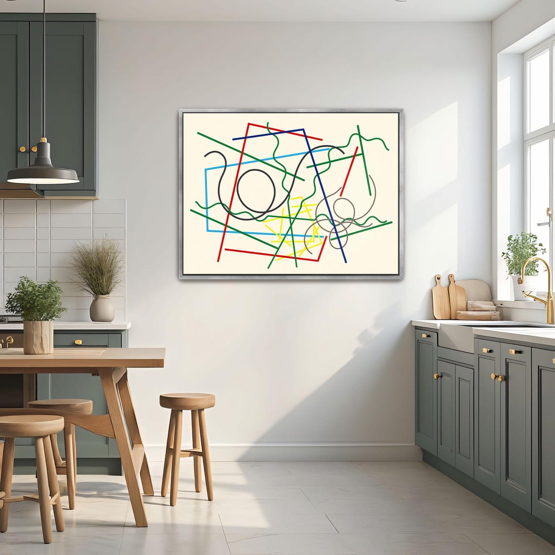Colorful Abstract Geometric Line Composition In Primary Hues Poster - Image 2