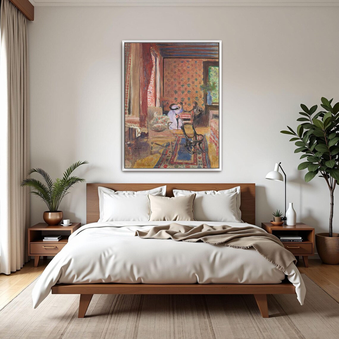 Two Women In Interior With Red Checkered Curtain Nabi Style Art Poster - Image 3