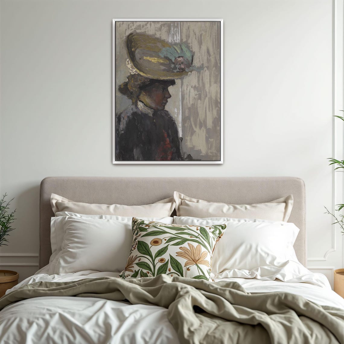Woman In Large Hat Profile View Impressionist Portrait Art Poster - Image 3