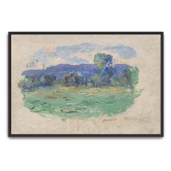 Claude Monet Framed Print Impressionist Landscape Painting Of Trees Landscape Wall Art Blue And Green Bedroom Artwork