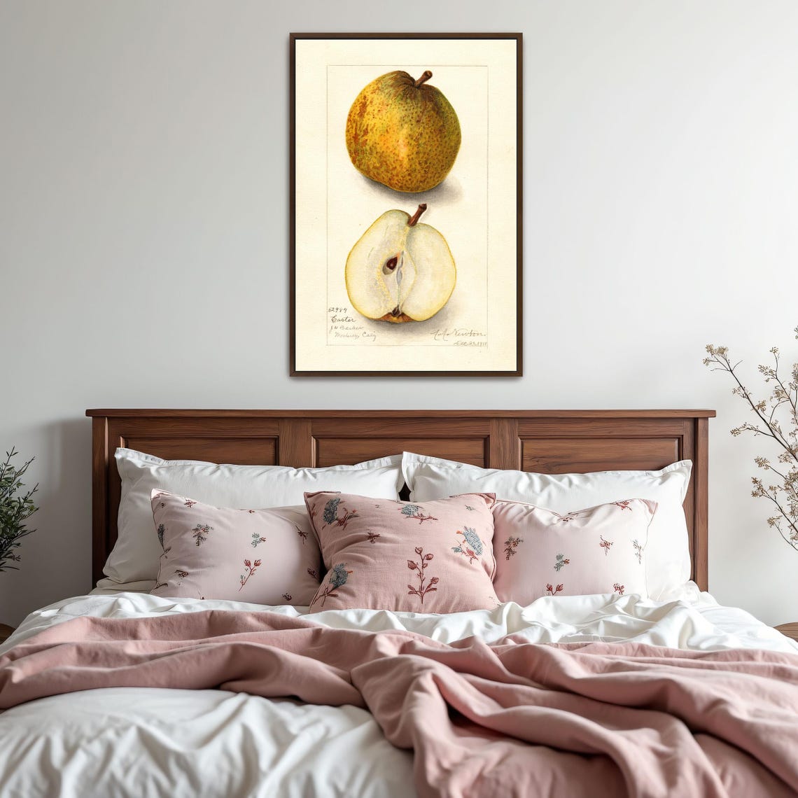 Russet Pear Whole And Halved Antique Fruit Watercolor Study Art Poster - Image 5