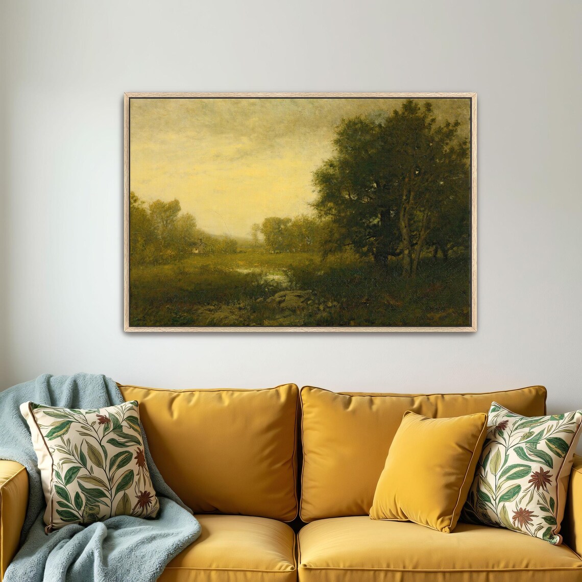 Golden Summer Landscape With Tall Trees Vintage Tonalist Art Print - Image 4