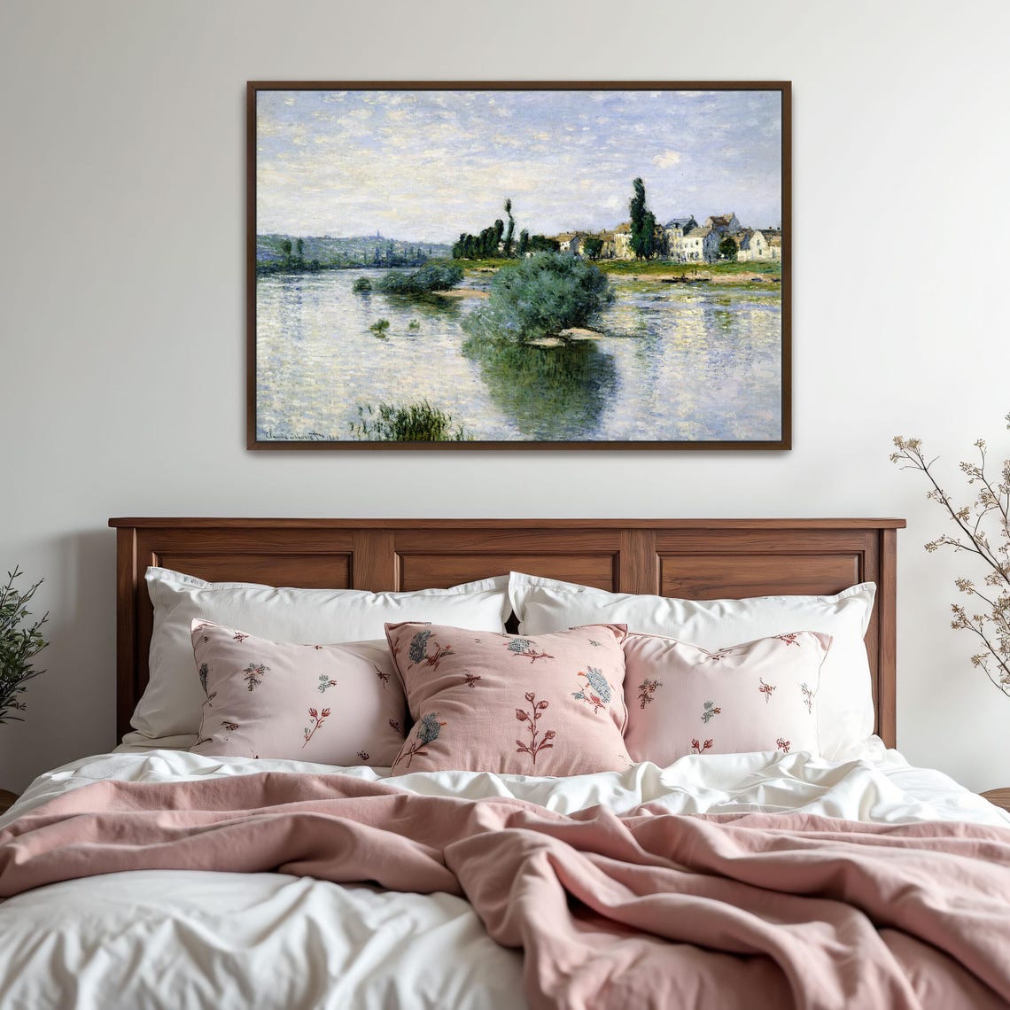 Claude Monet River Scene With Village Houses Signed 1880 Print - Image 5