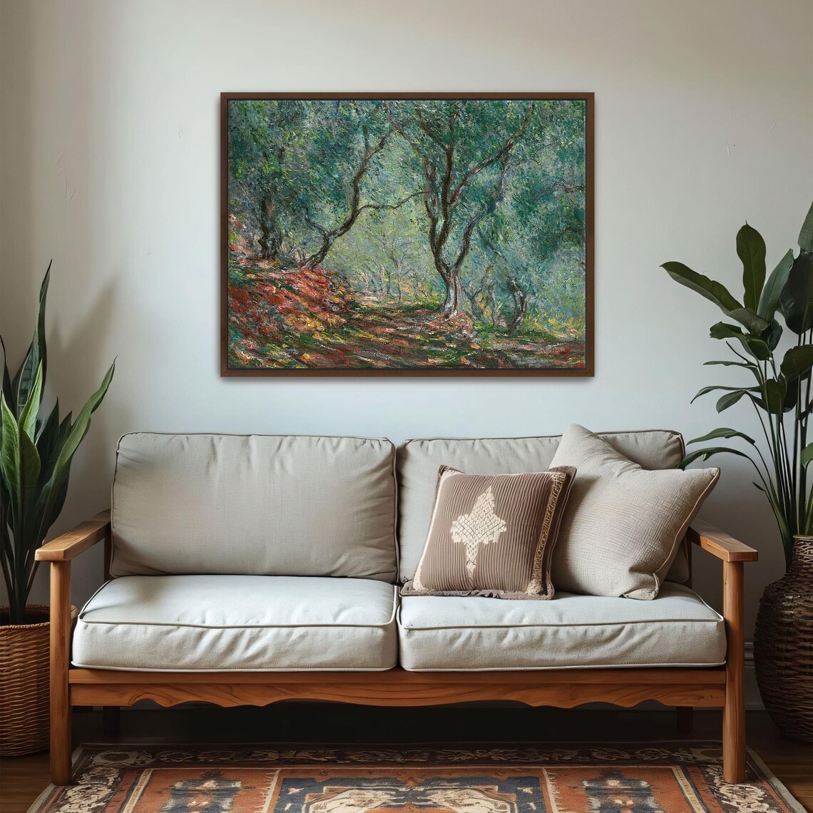 Claude Monet Large Framed Print Olive Trees In A Green Landscape Landscape Print Green And Blue Bedroom Art Print - Image 5