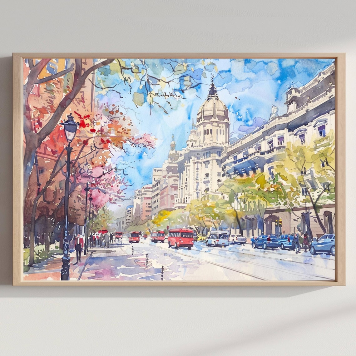 Buenos Aires Watercolor City Street Poster Argentina Urban Travel Art