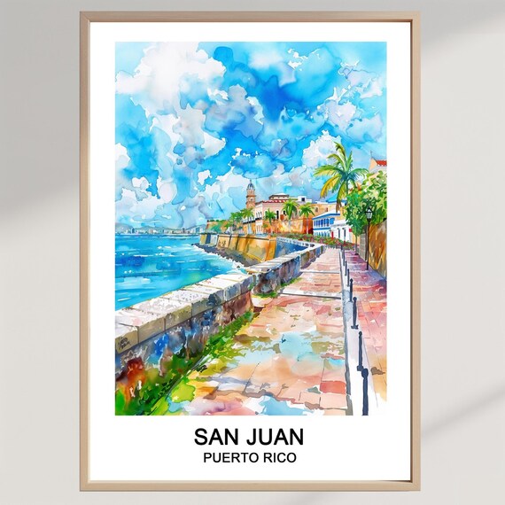 San Juan Puerto Rico Watercolor Print Caribbean Travel Art