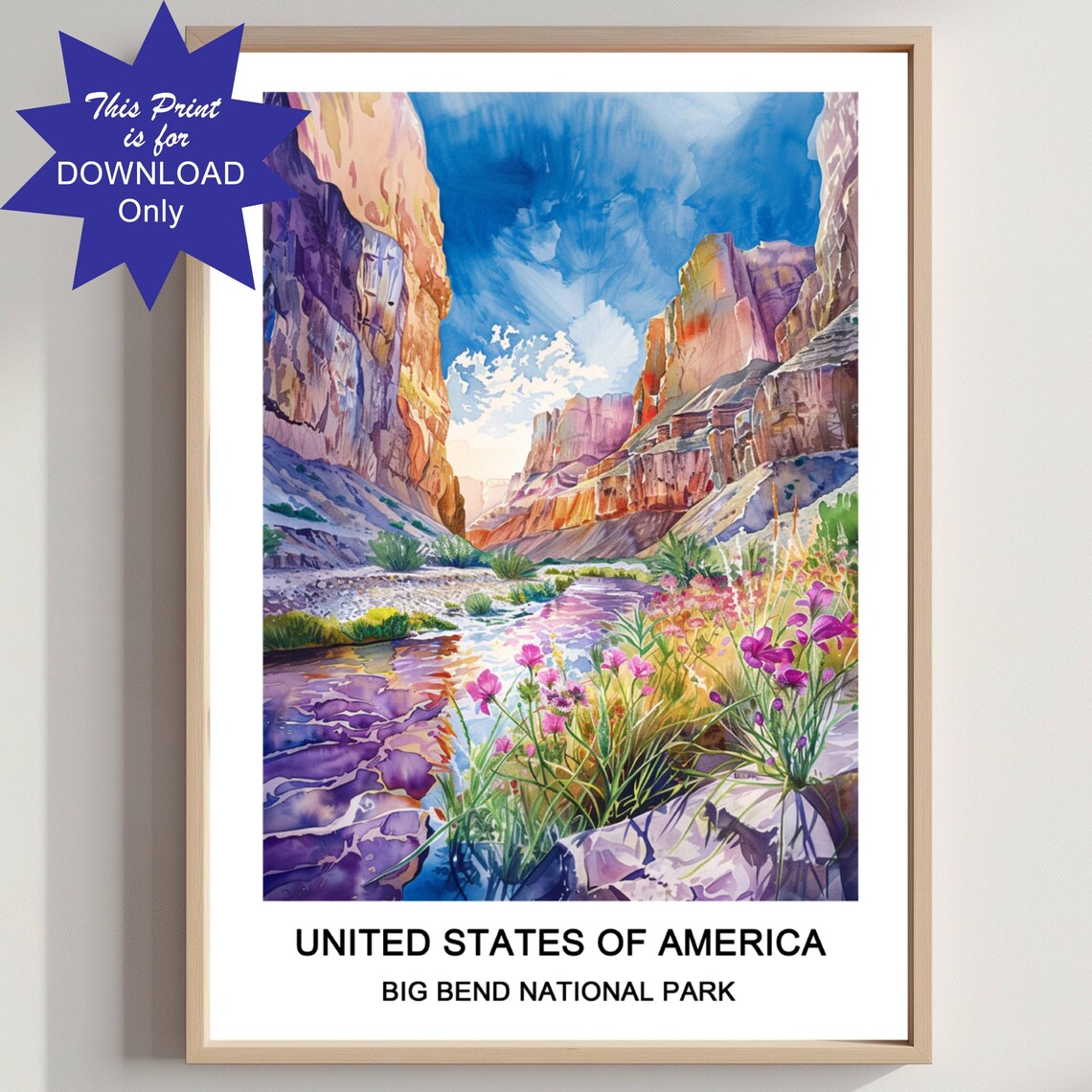 Big Bend National Park Canyon River Wildflowers Travel Poster