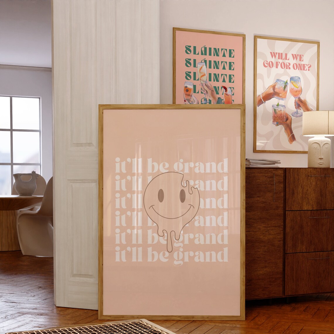 It'll Be Grand Melting Smiley Face Irish Humor Saying Quote Poster - Image 5