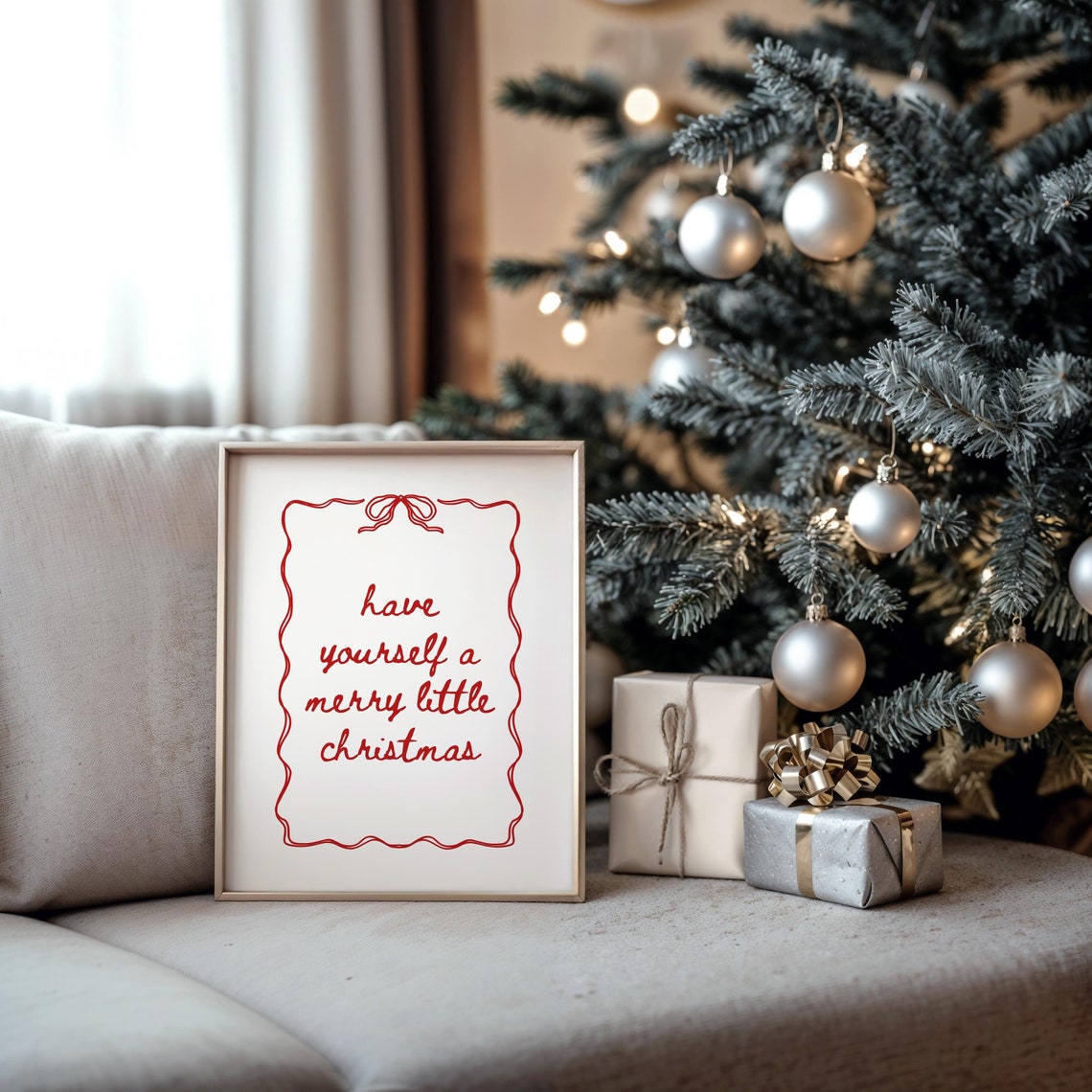 Have Yourself a Merry Little Christmas Red Script Quote Holiday Poster