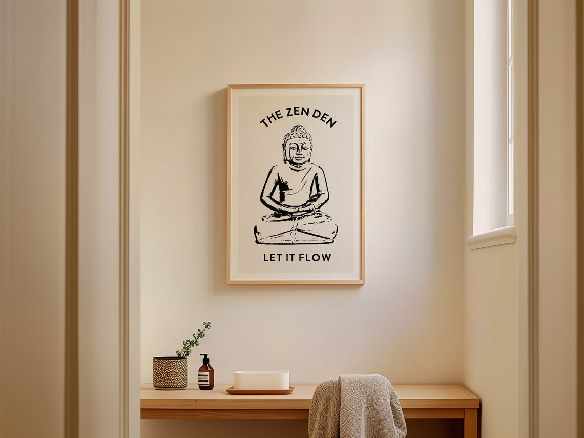 The Zen Den Let It Flow Buddha Minimalist Funny Bathroom Poster - Image 2