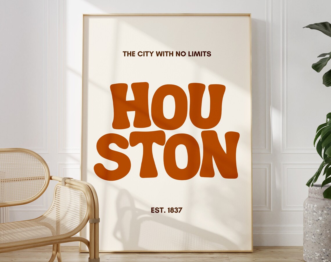 Houston Typography Art Print, Texas Wall Poster