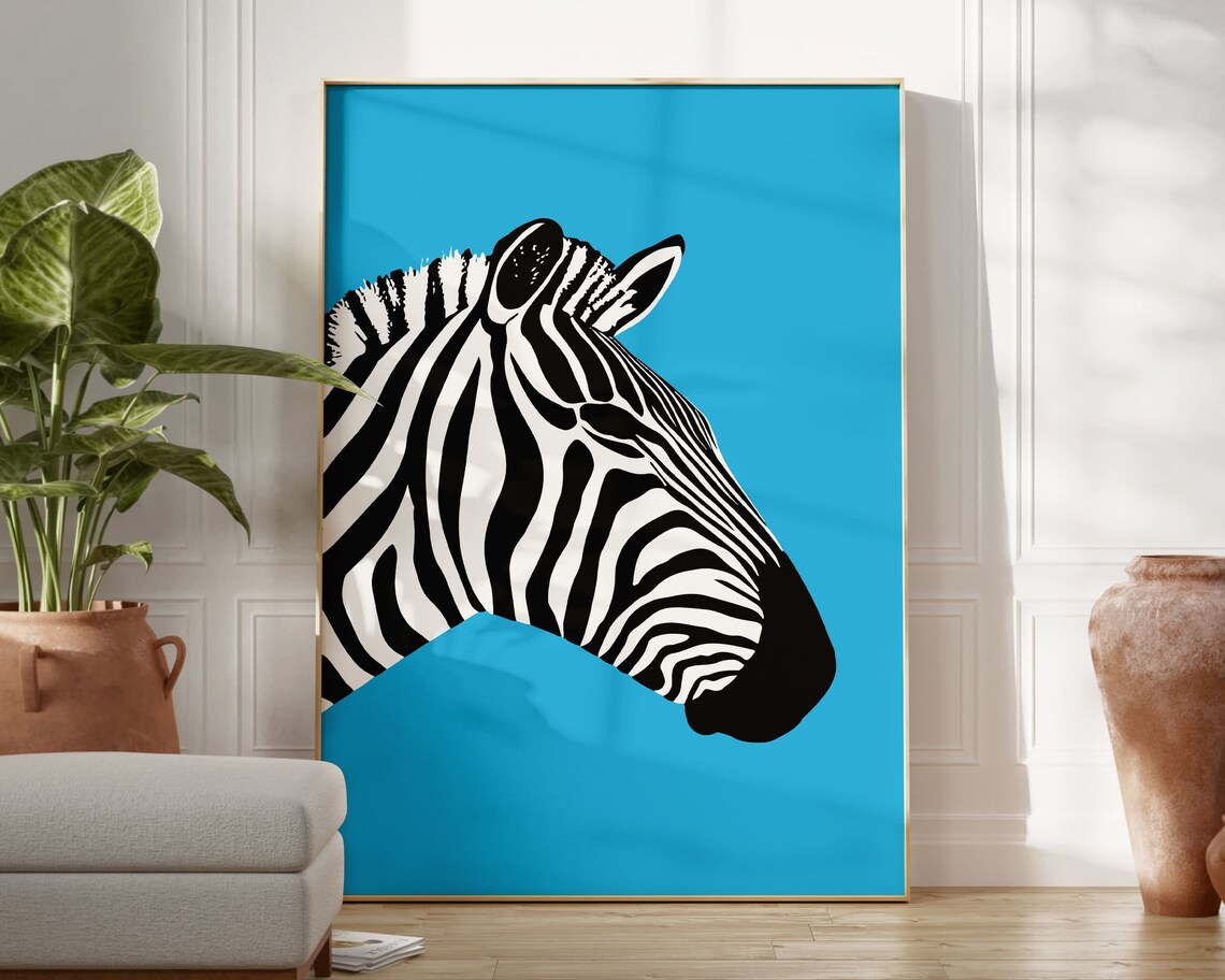 Zebra Print Retro Animal Poster, Pop Art Wall Art