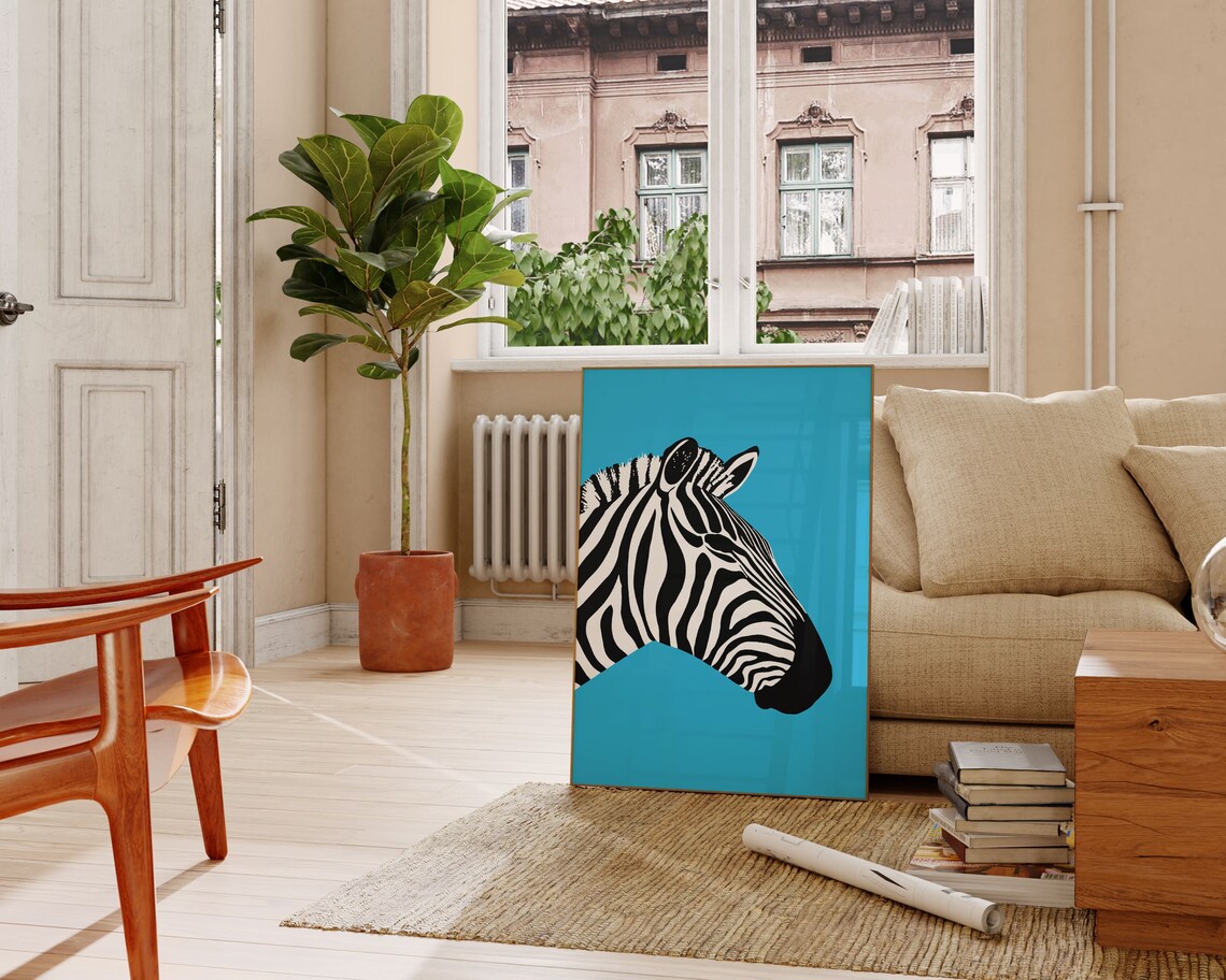 Zebra Print Retro Animal Poster, Pop Art Wall Art - Image 2
