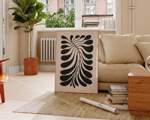 Abstract Botanical Wall Art Moody Botanical Print Neutral Botanical Wall Art Wavy Floral Wall Art Boho Wall Flower Print Matisse Print