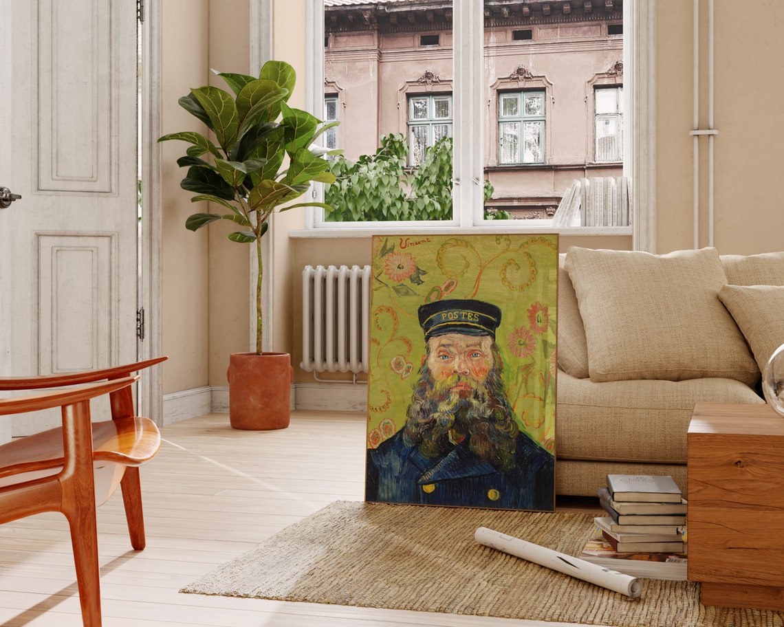 Vincent Van Gogh The Postman Joseph Roulin 1888 Floral Portrait Print - Image 2