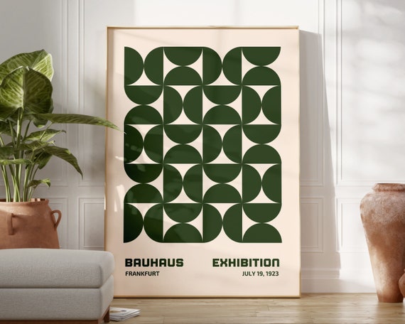 Bauhaus Poster Print Green Bauhaus Exhibition Poster Abstract Print Mid Century Modern Minimalist Retro Wall Art