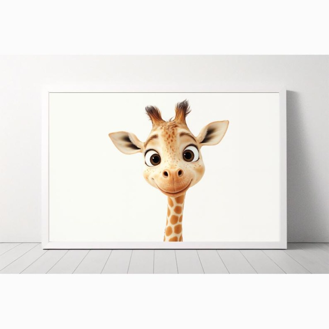 Adorable Baby Giraffe with Big Eyes Cute Safari Nursery Poster - Image 4