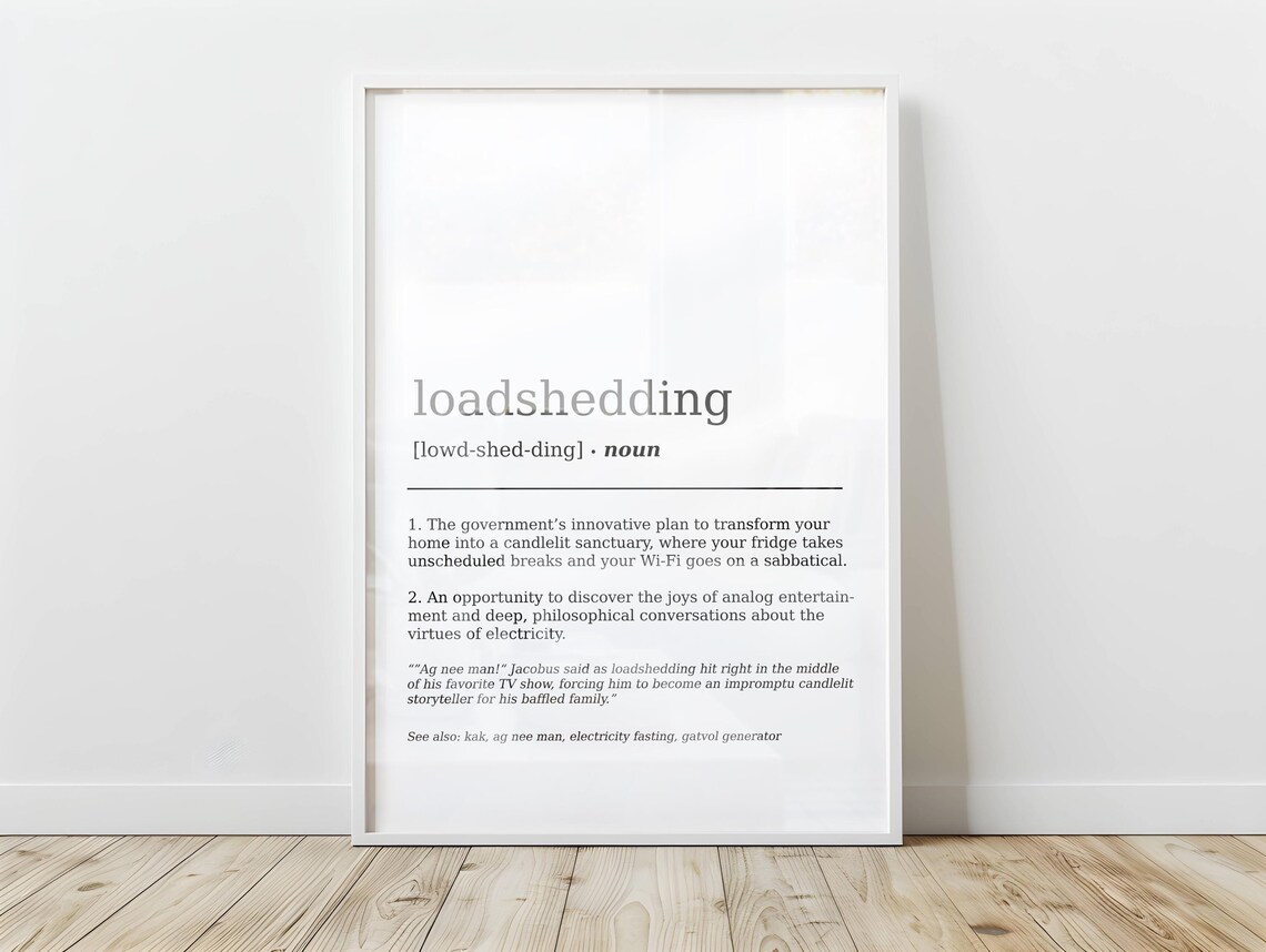 Funny Loadshedding Dictionary Definition Art Print