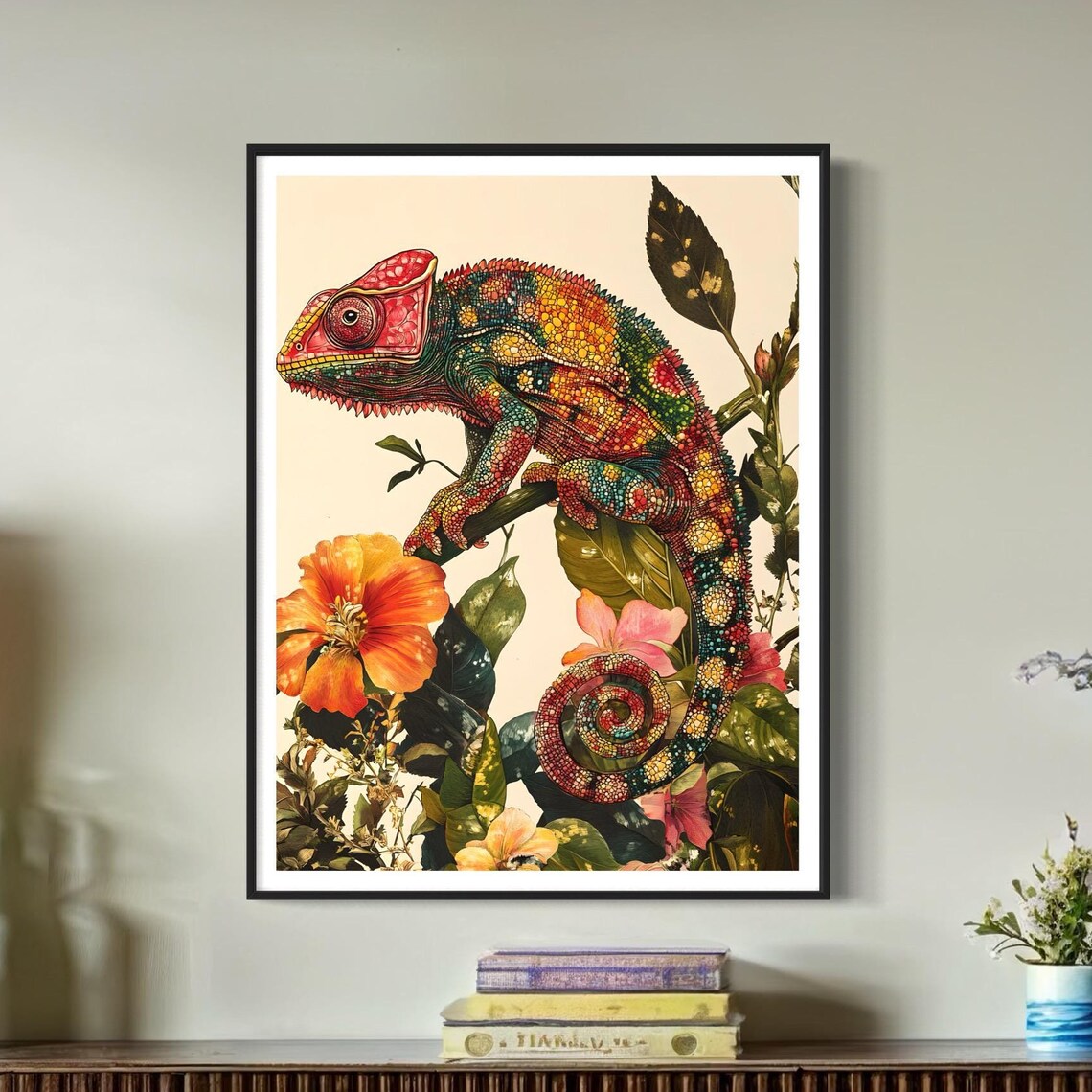 Chameleon Vintage Modern Tropical Jungle Art Print - Image 4