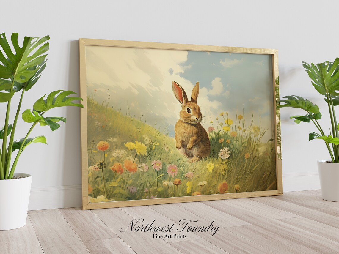 Vintage Rabbit Storybook Illustration Print