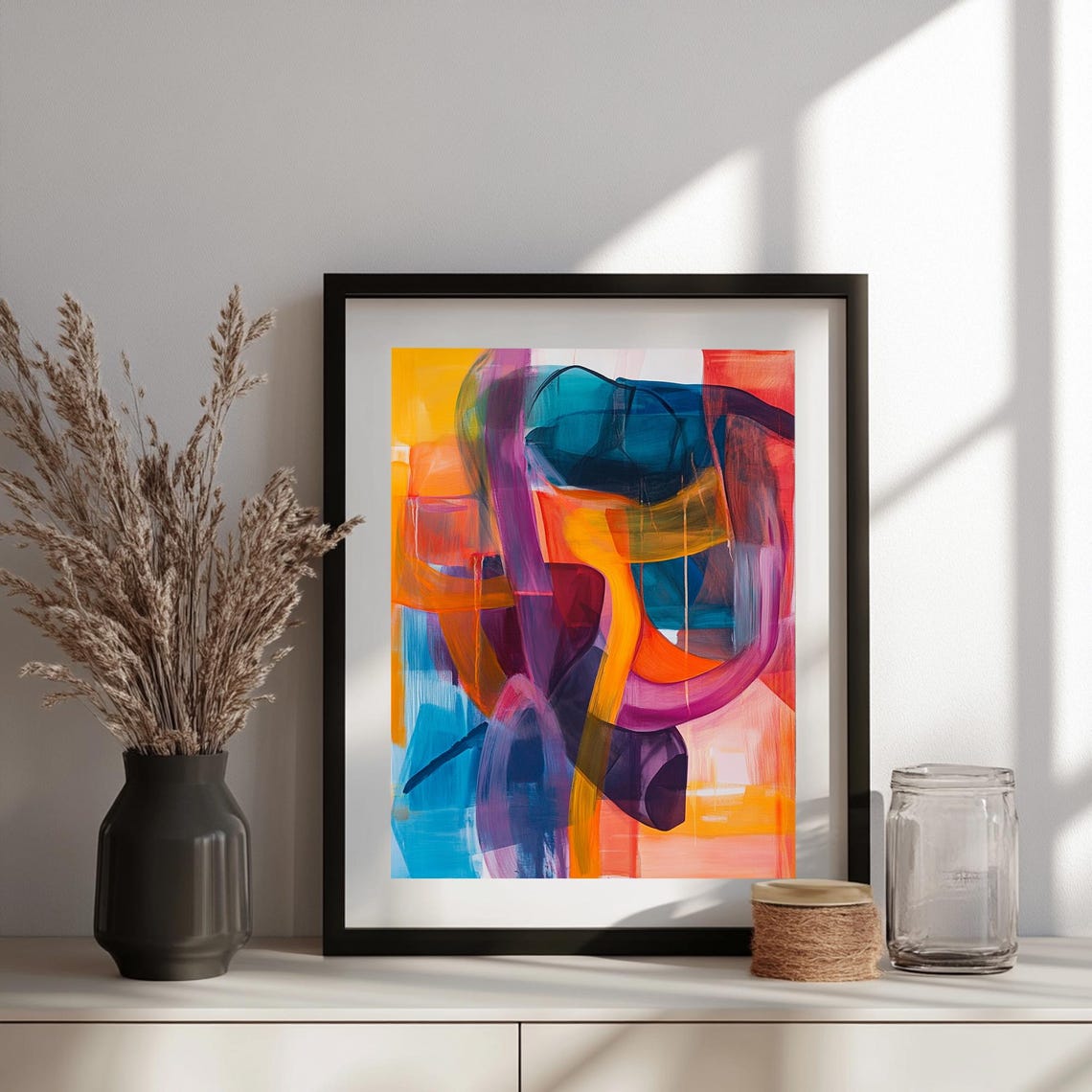 Vibrant Abstract Painting Unique Wall Decor House Gifts Large Colorful Vibrant Wall Art Print Bold Bright Abstract Modern Painting