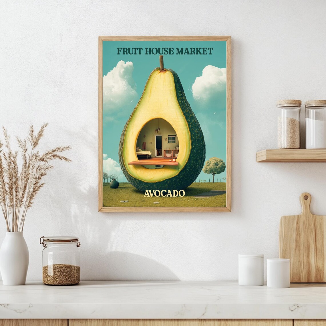 Fruit House Market Avocado Art Print Kitchen Fruit Wall Art Fruit Poster Trendy Wall Art Trendy Prints Kitchen Poster - Image 4