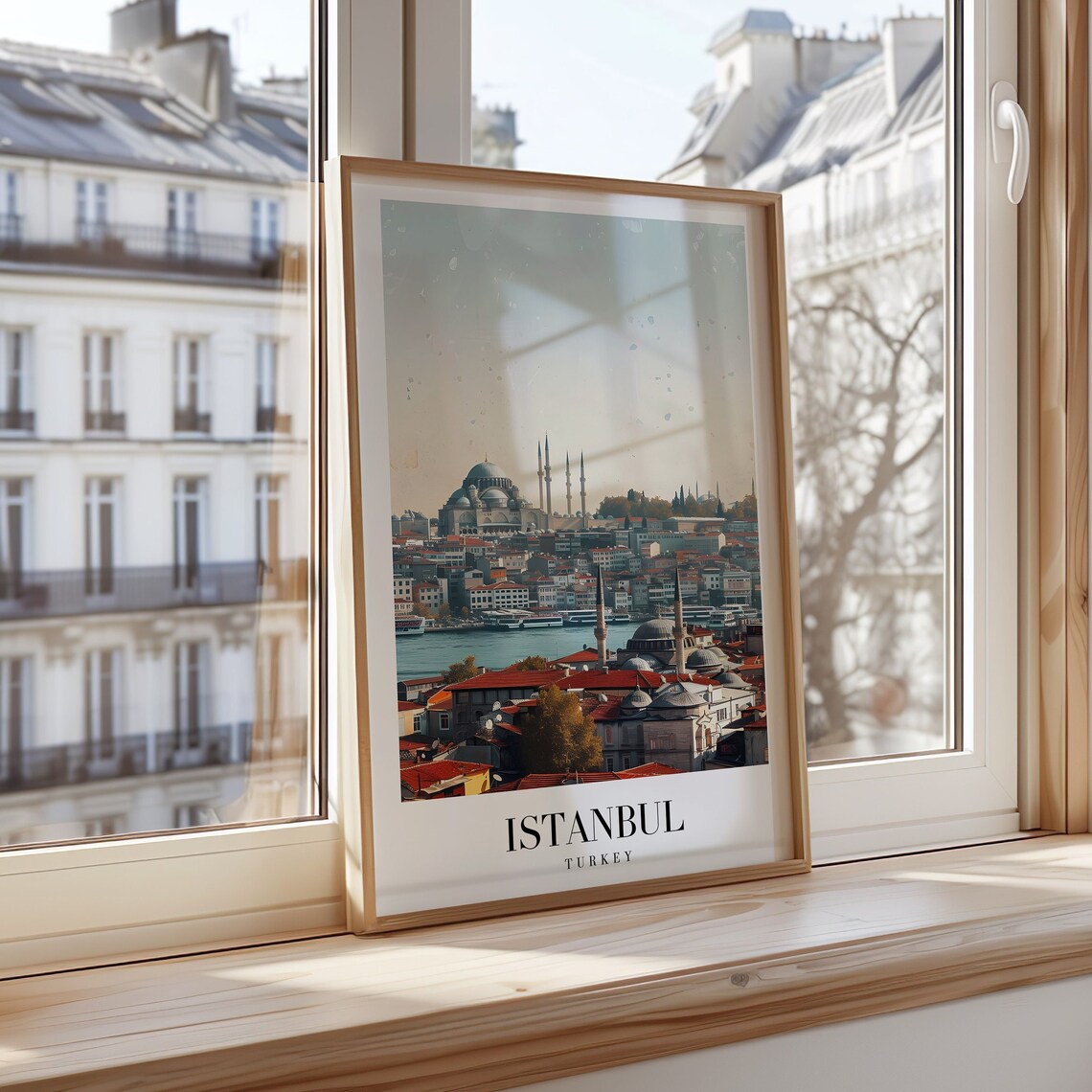 Istanbul Turkey Mosques Minarets Bosphorus Watercolor Travel Poster