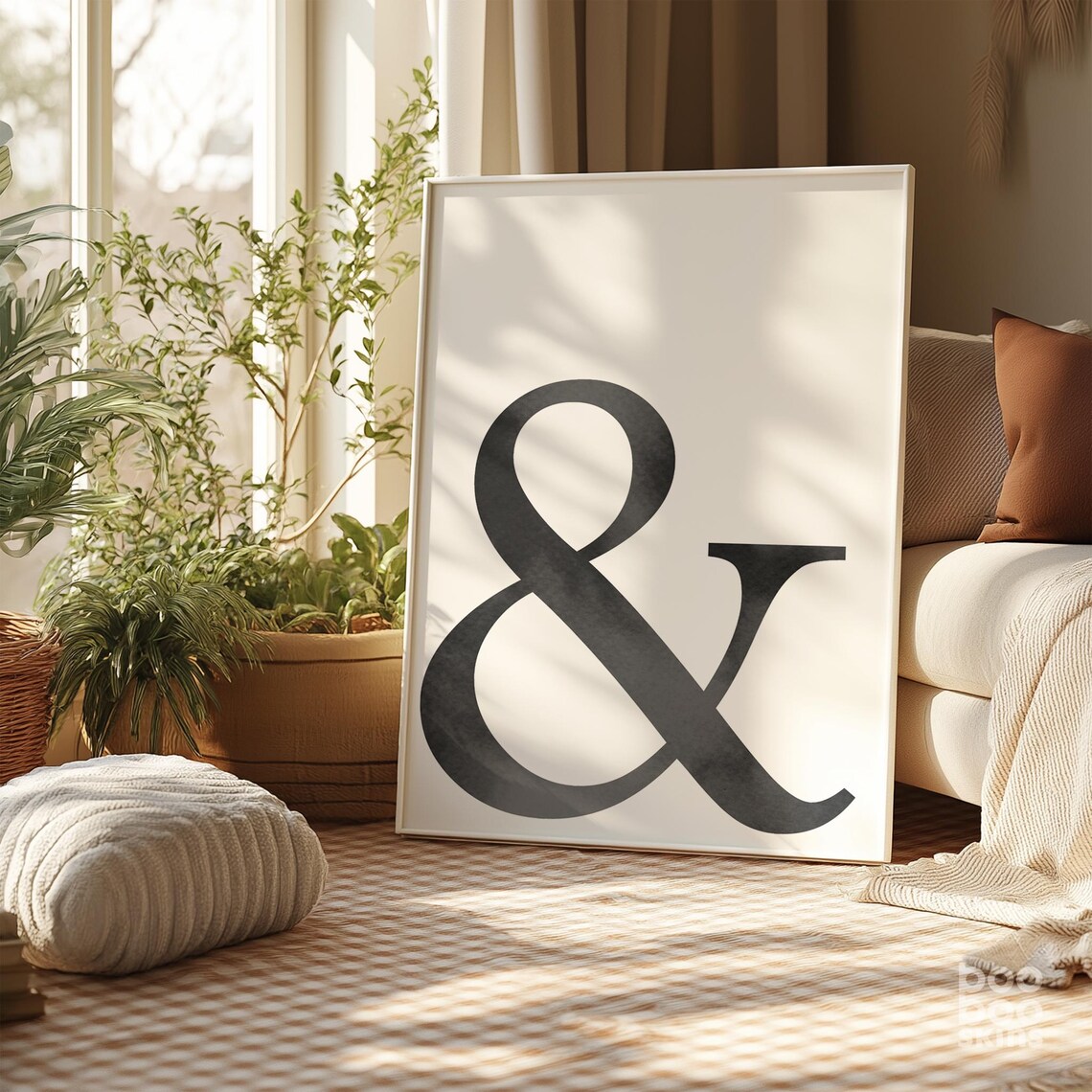 Scandi Style Ampersand Art Print, Monochrome