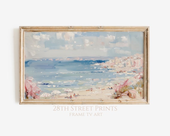 Coastal Beach Landscape Travel Poster, Ocean Abstract