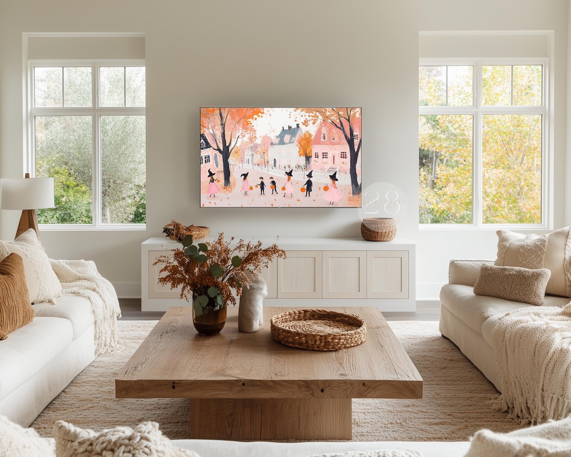 Pink Halloween Town Trick-Or-Treat Art Print - Image 2