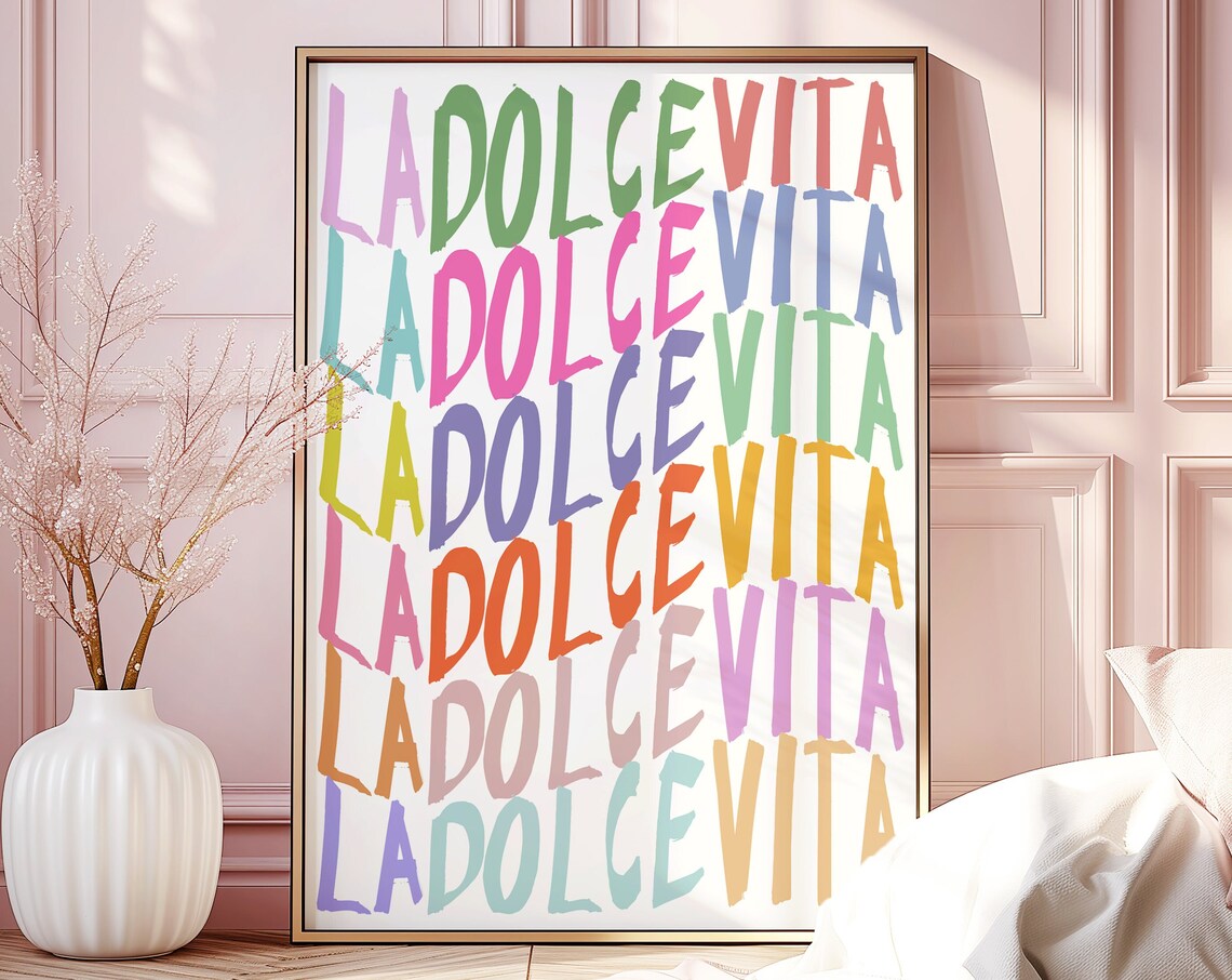 La Dolce Vita Retro Italian Quote Art Print